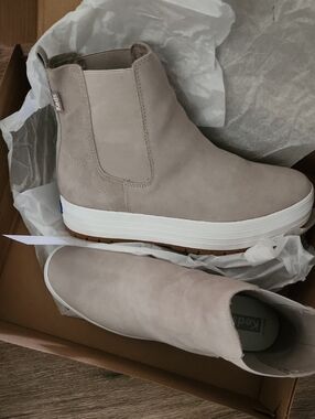 Keds Taupe Slip-On Platform Chelsea Sneakers